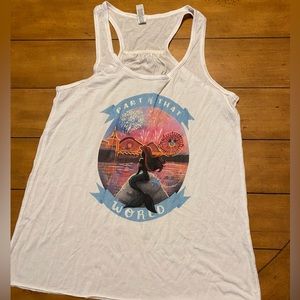 Ariel in DCA white racerback tank top size large. “part of that world” in white